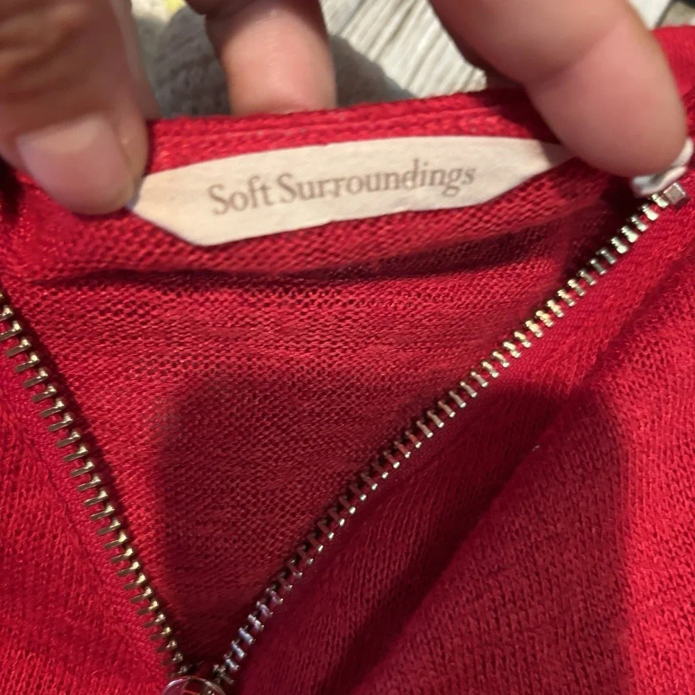 Soft Surroundings Women's  Valentina Zip Sweater Sangria Red Size‎ petite Xl